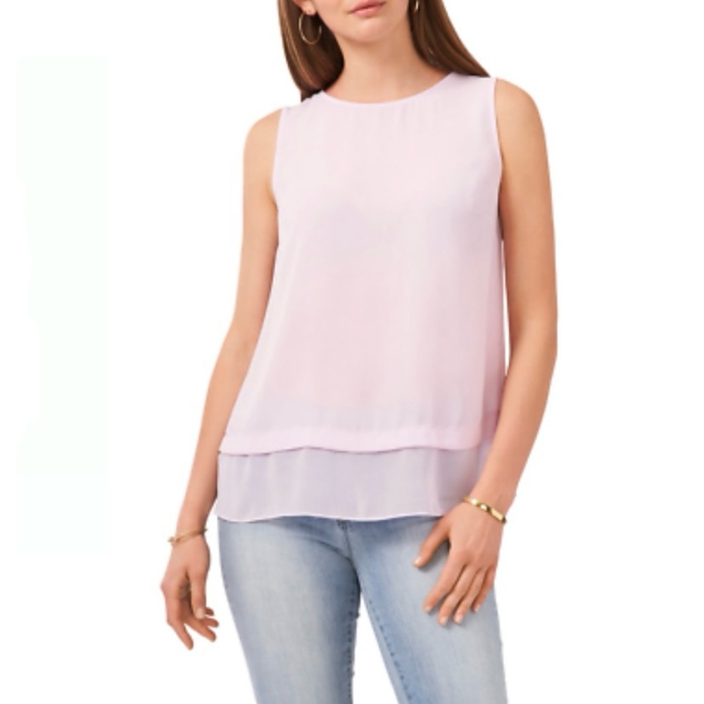 Vince Camuto Layered Pink Sleeveless Blouse - Picture 1 of 4